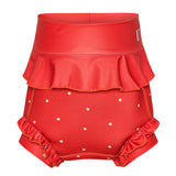 Swim Pants - Neoprene - Frill - Berry - Dots