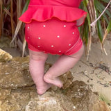 Swimsuit - Neoprene - Frill - Berry - Dots